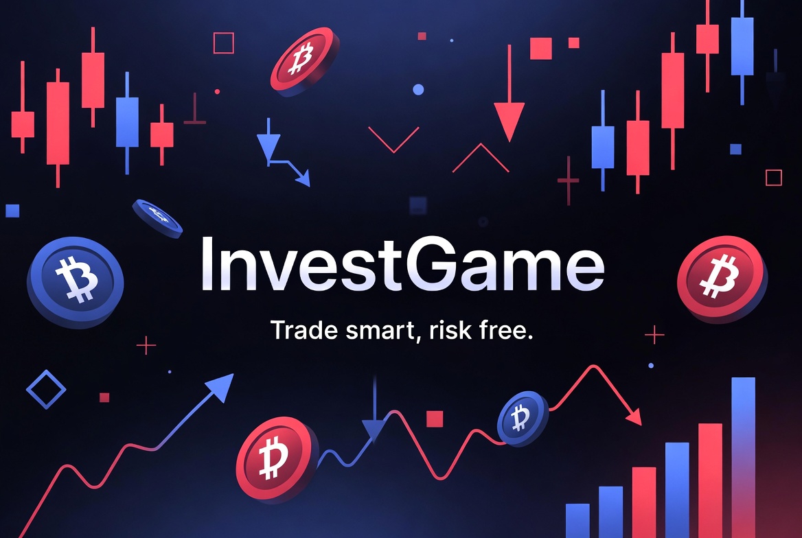 InvestGame banner showing the stock and crypto paper trading simulator